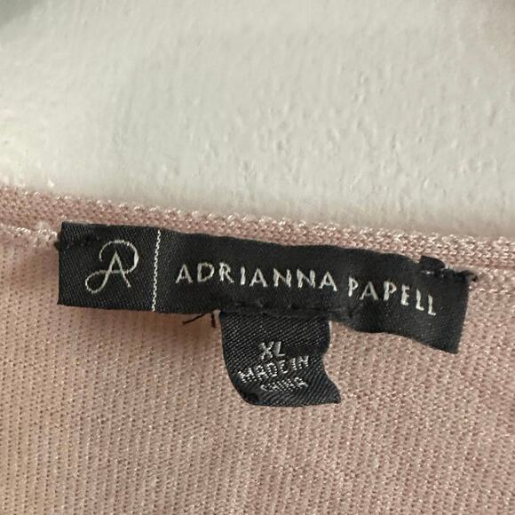 ADRIANNA PAPELL Romantic Blush Pink Lace Trim Knot Top Tunic Sweater - Sz XL - Picture 3 of 7